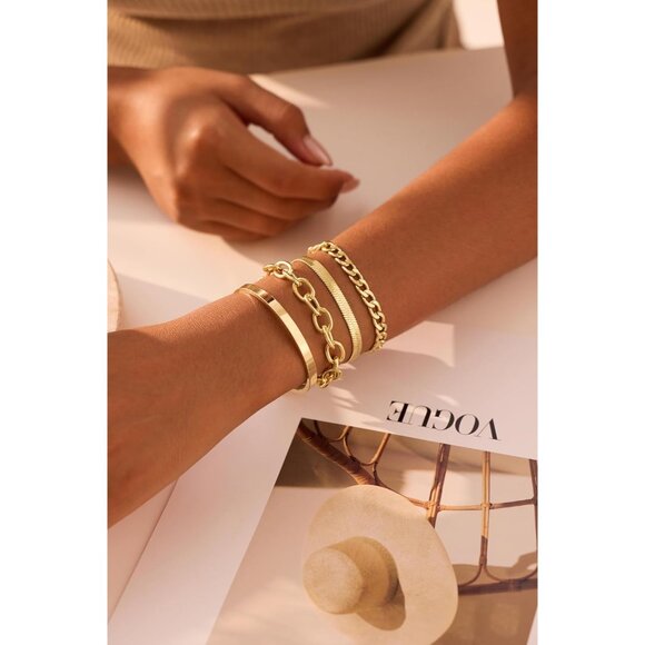 Trio of Adjustable 14K Gold-Plated Bracelets with Cubic Zirconia - Non-Tarnish - Picture 3 of 9